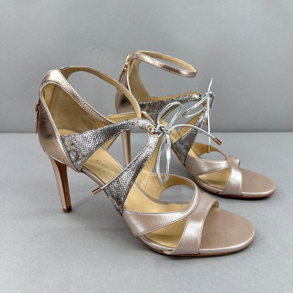 CHLOE GOSSELIN Sandals 39 US 9‎ Strappy High Heels Lace-Up Tie Metallic Multi